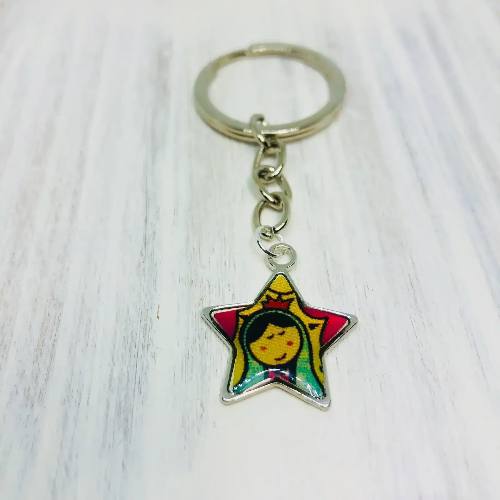 Llavero Virgen y estrella