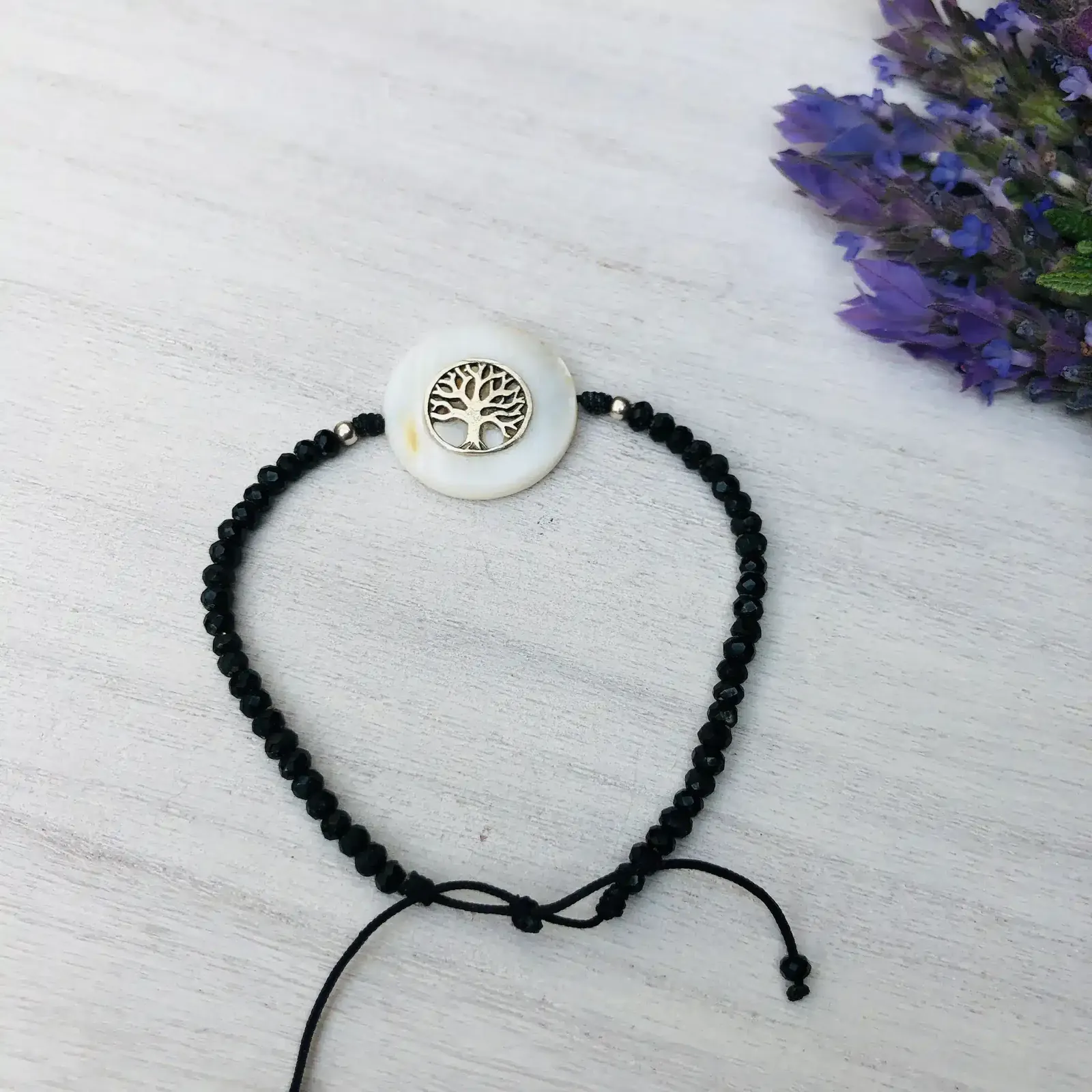 Pulsera cristales, nácar y árbol de vida plata 925